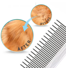 Pawlio FurMaster single pet comb with stainless steel teeth for grooming cats and dogs, lightweight and durable.