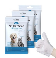 Pawlio pet cleaning gloves and wipes set, featuring soft gloves and disinfectant wipes for gentle pet grooming and cleaning.