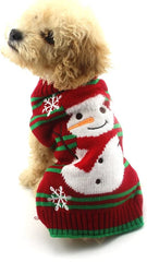 Cute Pawlio™ Festive Snowman Sweater for pets, cozy holiday pet apparel with snowman design, perfect for festive outings.