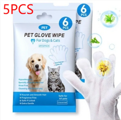 Pawlio pet cleaning gloves and wipes set with soft gloves and disposable wipes for gentle pet grooming and cleaning.