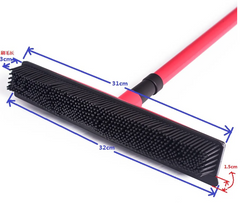 Pawlio pet hair removal broom mop with a wide cleaning head and rubber bristles for efficient pet hair pickup on floors