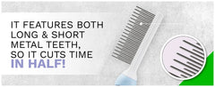 Pawlio FurMaster single pet comb with metal teeth for grooming cats and dogs, showcasing a sleek ergonomic design.