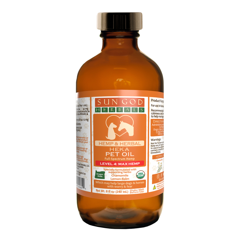 Pawlio Organic Harmony Hemp Oil for large pets in a clear bottle with dropper, promoting pet wellness and natural health support.