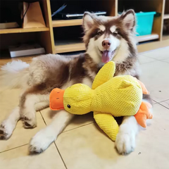 Pawlio™ Plush Duck Comfort Toy for dogs, soft and cuddly calming buddy with plush yellow duck design and gentle texture.