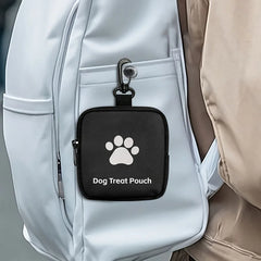 Pawlio™ portable dog training treat bag in black, hands-free pouch with adjustable strap and easy-access treat compartment.