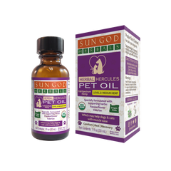 Pawlio Hercules Herbal Pet Oil bottle with dropper, designed for muscle support and relaxation for pets.