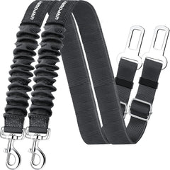 Pawlio™ 2-pack retractable pet car seat belts with shock-absorbing safety features, suitable for securing dogs in vehicles.