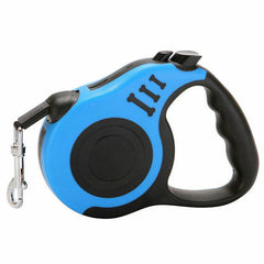 Pawlio™ automatic retractable dog leash with brake and lock safety system, shown with a blue handle and leash extending from the reel.