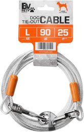 Heavy-duty 25ft Pawlio dog tie-out cable with tangle-free design, durable steel cable for outdoor pet safety and freedom.