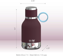 Pawlio™ 3-in-1 pet travel bottle with water, food, and bowl system for dogs and cats, portable pet hydration and feeding.