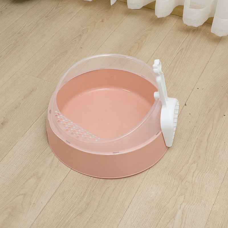 Large corner litter box for cats with scoop by Pawlio, featuring a spacious design and easy-to-use scoop for cleaning.