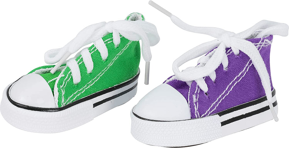 Pawlio™ Mini Sneaker Chewing Toys for birds, set of 6 colorful mini sneaker-shaped chew toys for playful pet birds.