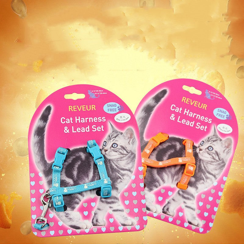 Pink glowing kitty safety harness by Pawlio with adjustable straps and reflective accents for secure outdoor walks.