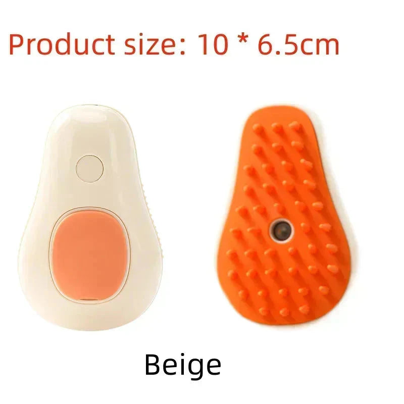 Electric cat steam brush, 3-in-1 pet grooming comb with water spray, USB rechargeable, suitable for cats and dogs.
