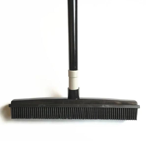 Pawlio pet hair removal broom mop with a wide cleaning head and textured surface for easy pet hair pickup on floors.