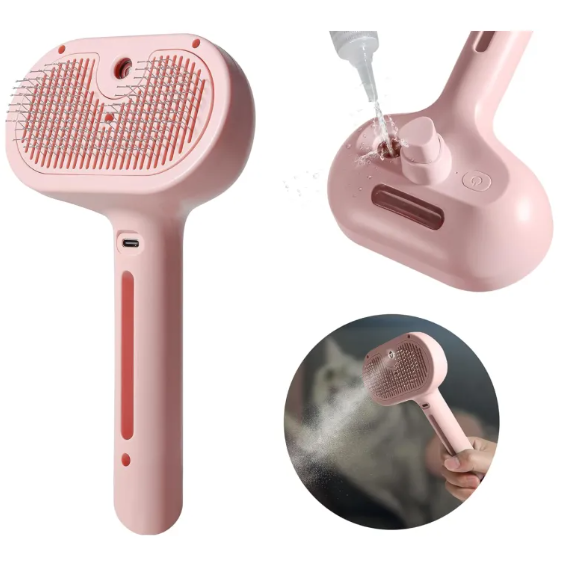 Pawlio Pet Hair Spray Brush with ergonomic handle and flexible bristles for gentle grooming and removing loose pet hair.