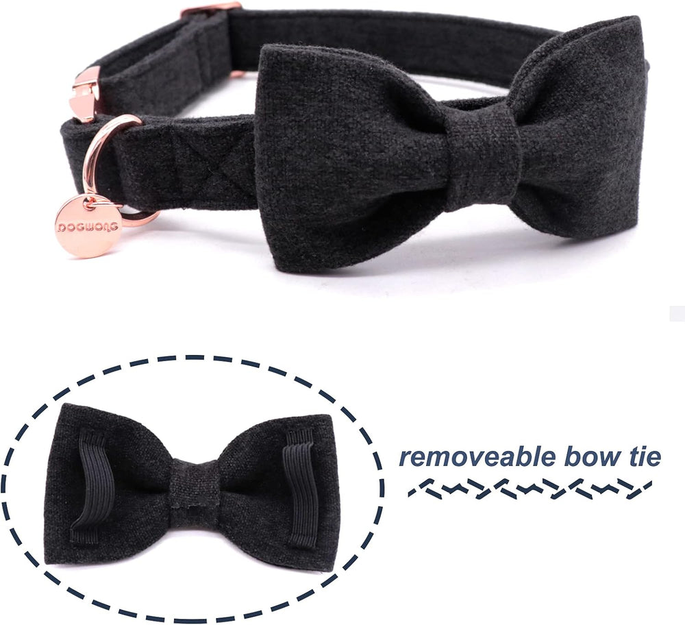 Pawlio™ eco-friendly hemp and cotton bow collar for dogs, featuring a stylish, durable design with a cute bow detail.