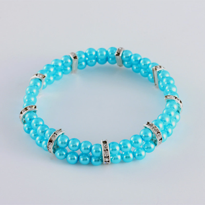 Two Row Pearl Necklace for Pets with Elastic Design