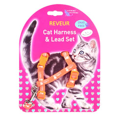 Pink glowing kitty safety harness by Pawlio with adjustable straps and reflective features for secure outdoor walks.