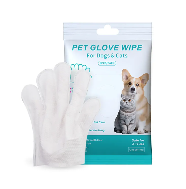 Pawlio pet cleaning gloves and wipes set with soft gloves and cleaning wipes for gentle pet grooming and fur removal.
