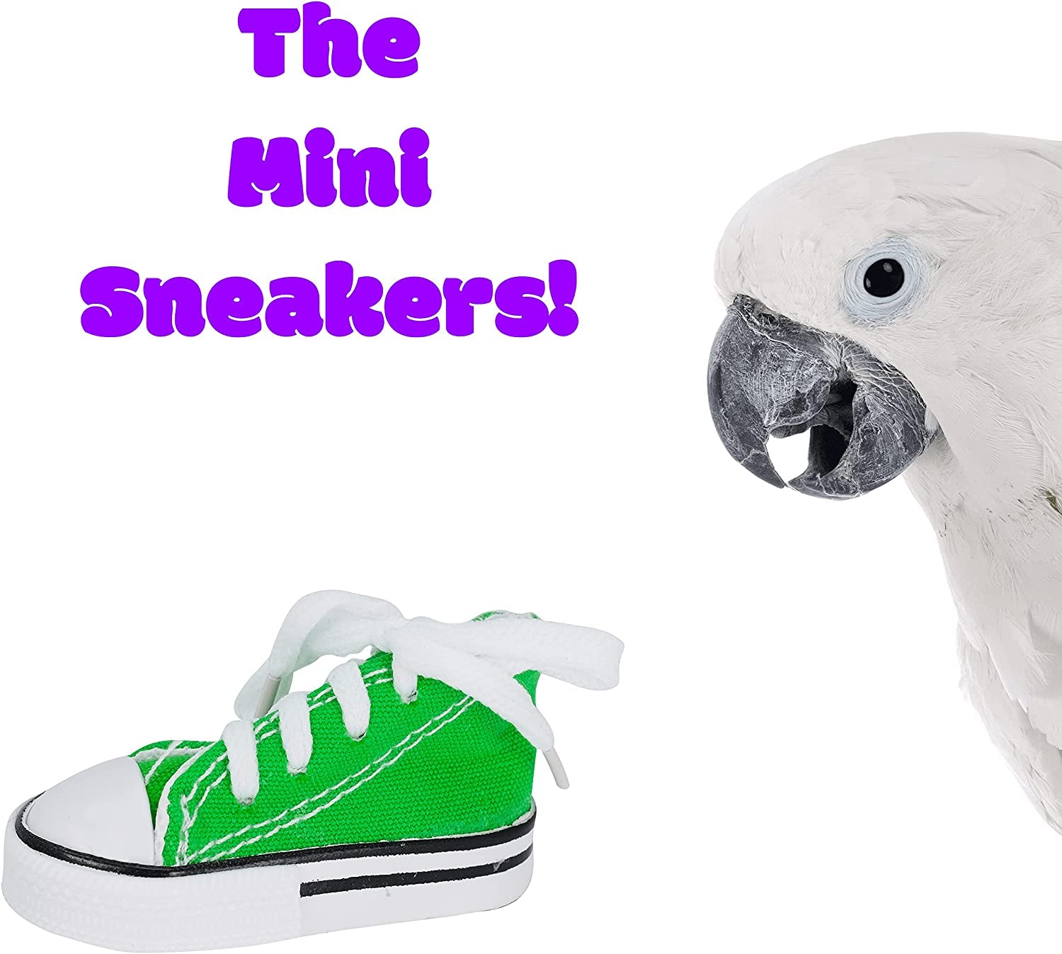 Pawlio™ Mini Sneaker Chewing Toys for Birds, 6-pack, colorful and durable bird toys designed for chewing and play.