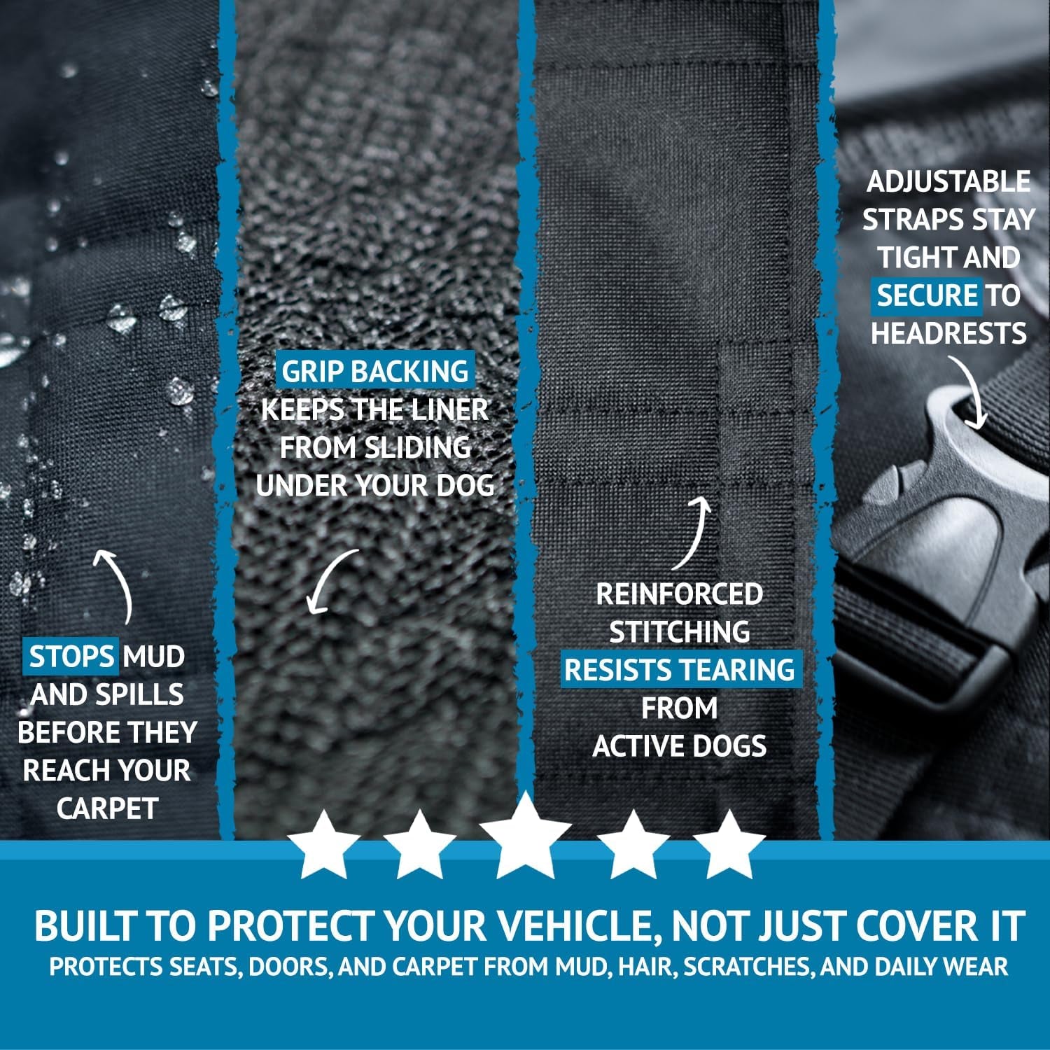 Pawlio™ Heavy-Duty SUV cargo liner, waterproof dog trunk cover, showing durable fabric and side flaps for vehicle protection.