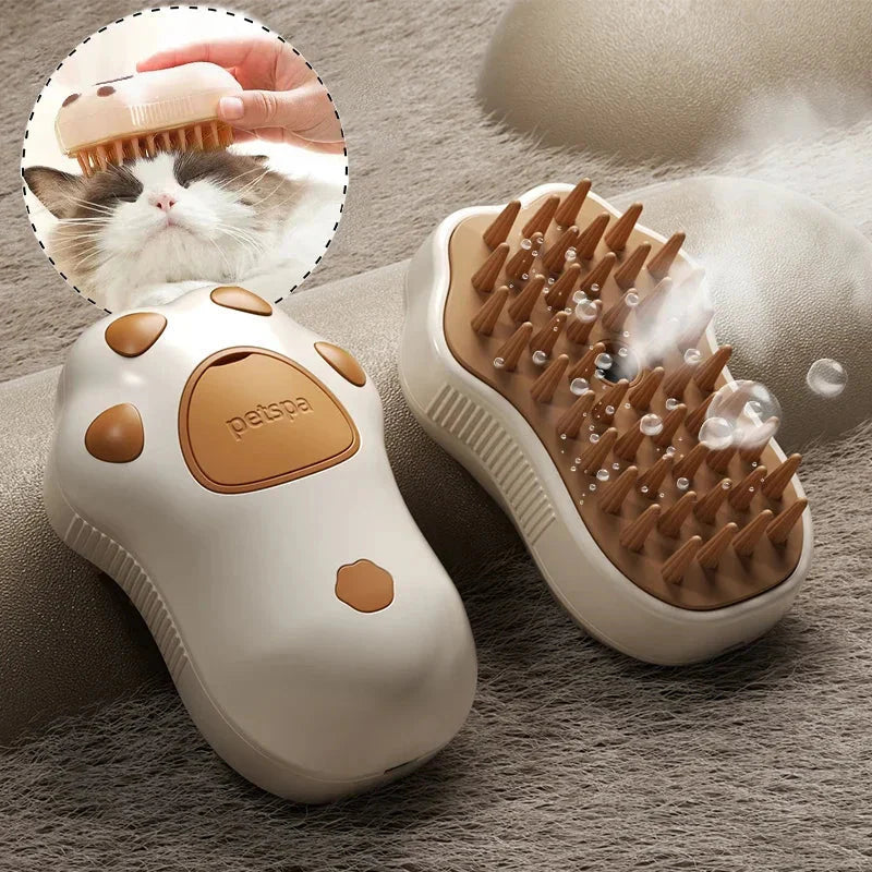 Electric cat and dog steam grooming brush with water spray, 3-in-1 pet grooming comb, USB rechargeable bys-user-store-22890