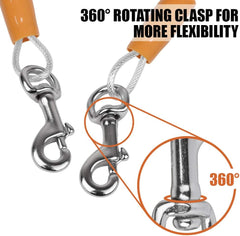 Pawlio™ heavy-duty 25ft dog tie out cable with tangle-free design, durable steel construction, and secure clip for outdoor use.