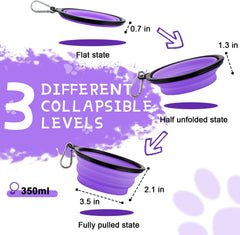 Pawlio™ Collapsible Portable Pet Bowls 2-pack for travel, showing lightweight, foldable design with bright color options for pets.