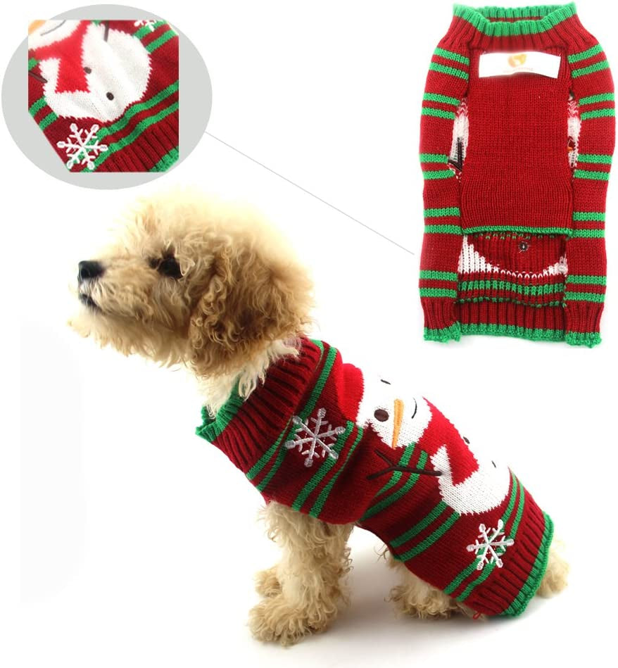 Pawlio™ Festive Snowman sweater for pets, cozy holiday pet apparel featuring a snowman design, perfect for festive seasons.
