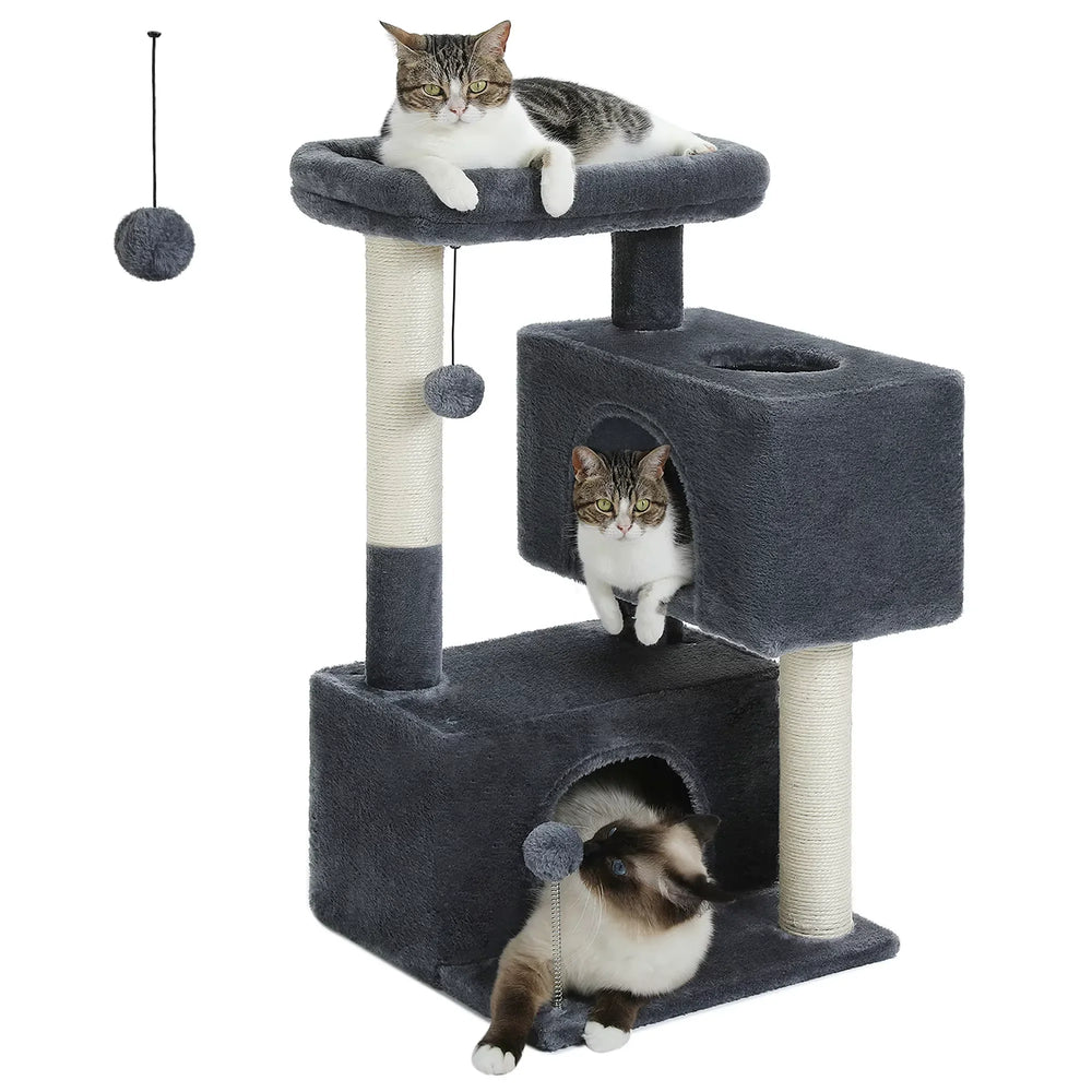 Large cat climbing tree bys-user-store-22890 with multiple platforms, scratching posts, and cozy hiding spots for active indoor cats.
