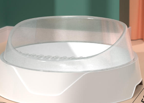 Large Pawlio ComfyCat corner litter box with scoop, featuring high sides and a spacious interior for easy cleaning and cat privacy.
