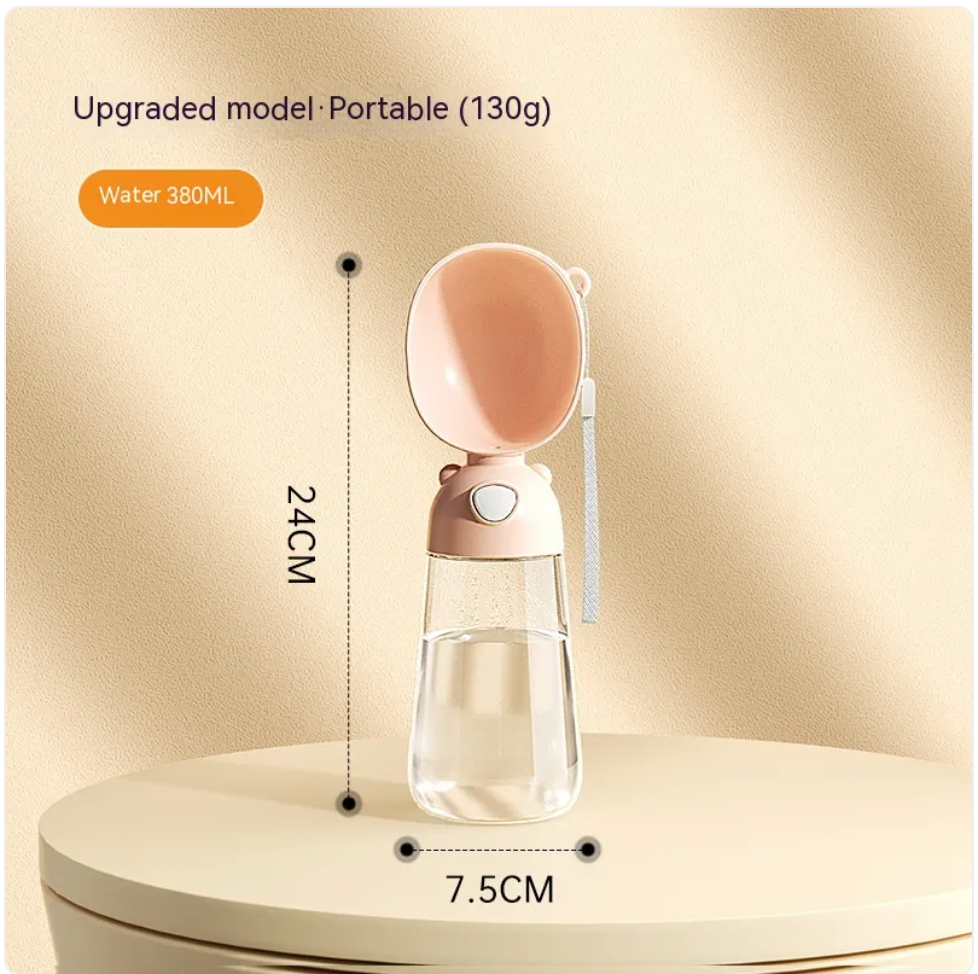 Portable Pawlio dog water bottle and feeder with built-in bowl, ideal for travel and outdoor walks for pets.