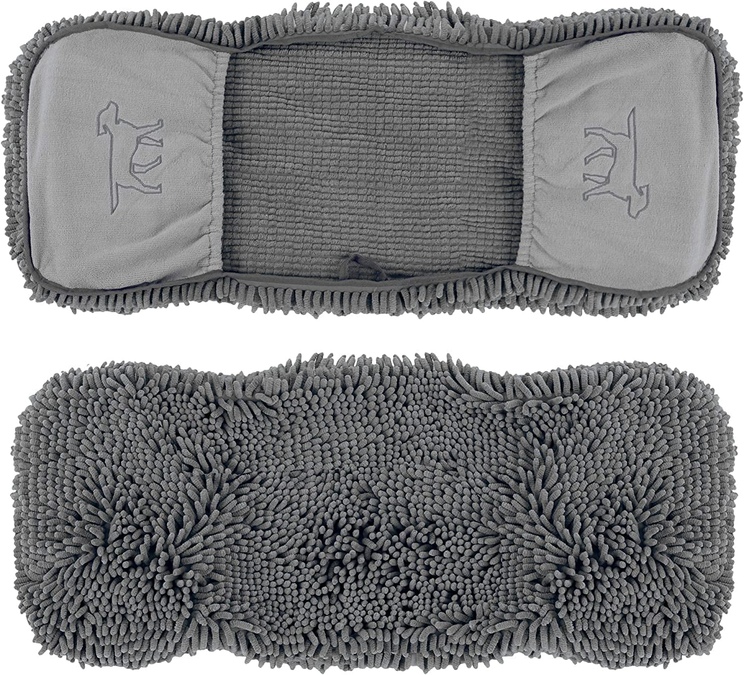 Large Pawlio Ultra-Absorbent Quick-Dry Dog Towel made of microfiber, shown folded with a dog towel in a neutral setting.