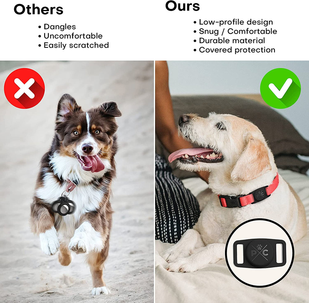 Pawlio™ Protective Apple AirTag Dog Collar with secure buckle and soft nylon strap for tracking pets safely and comfortably.