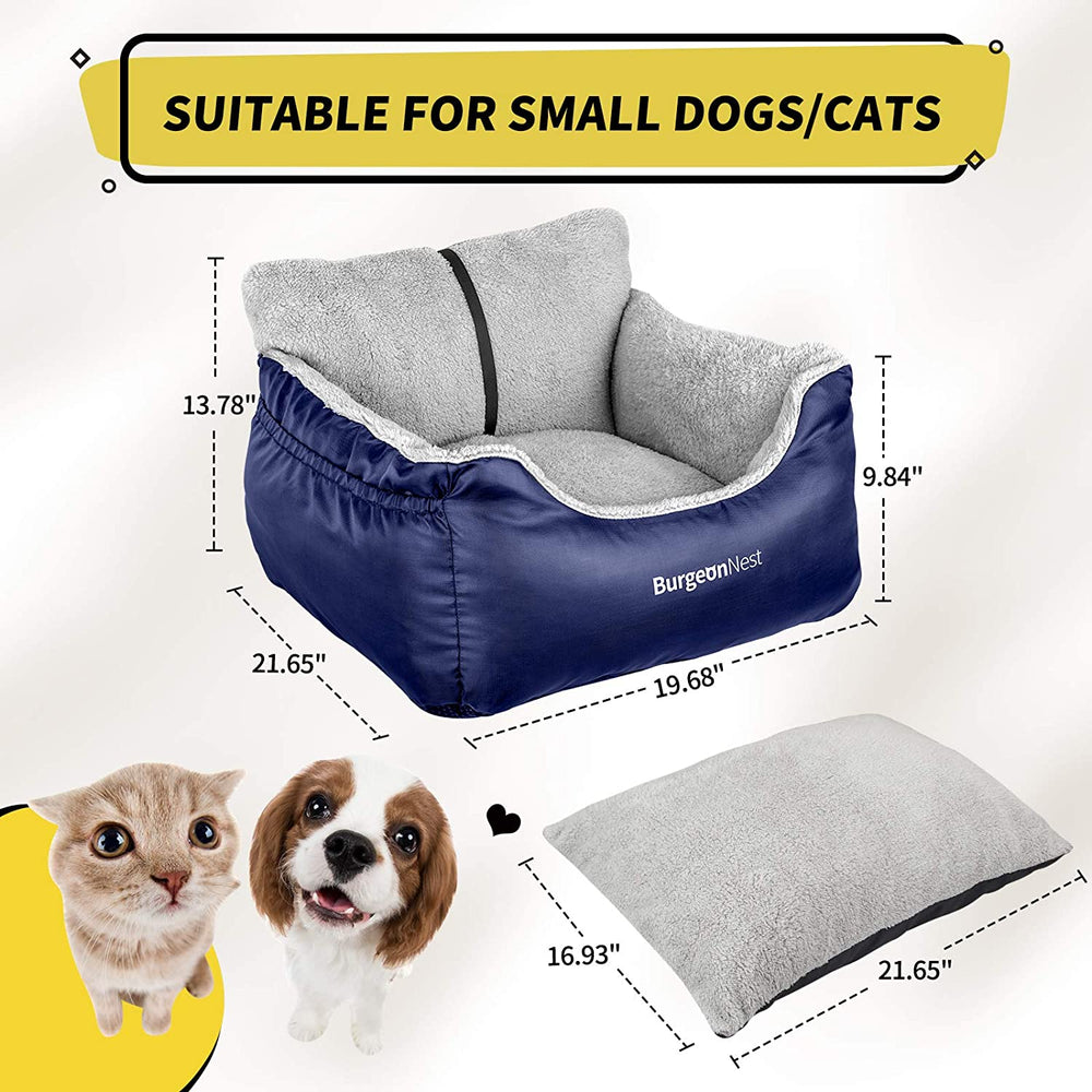 Pawlio™ premium dog car booster seat with washable travel bed, soft cushioned interior, and adjustable straps for secure travel.