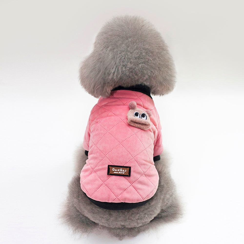 Cozy plaid small dog jacket by Pawlio for autumn and winter, featuring a warm, stylish plaid design and snug fit for pets.