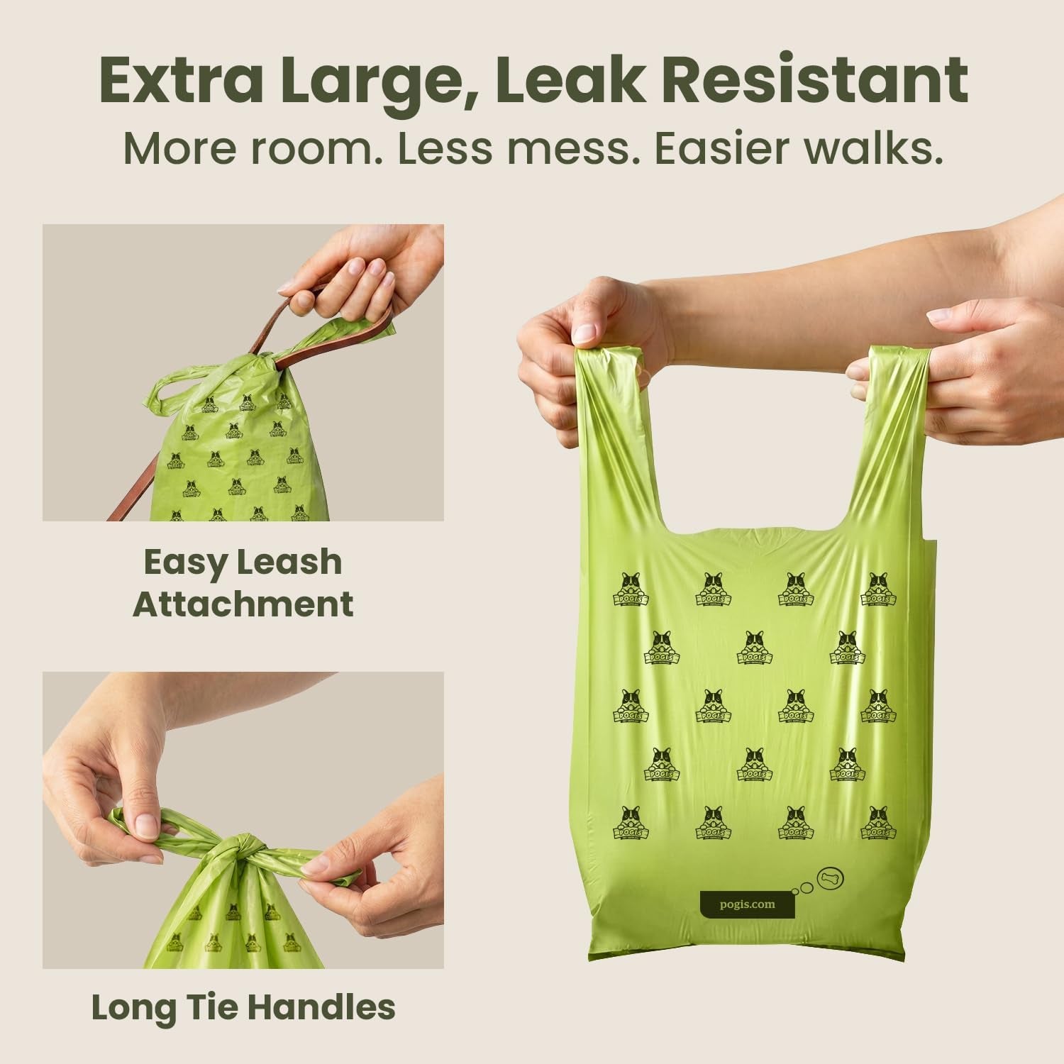 Pawlio™ extra-thick dog poop bags with handles, 300 count, durable waste disposal bags for pet cleanup.