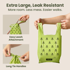 Pawlio™ extra-thick dog poop bags with handles, 300 count, durable waste disposal bags for pet cleanup.