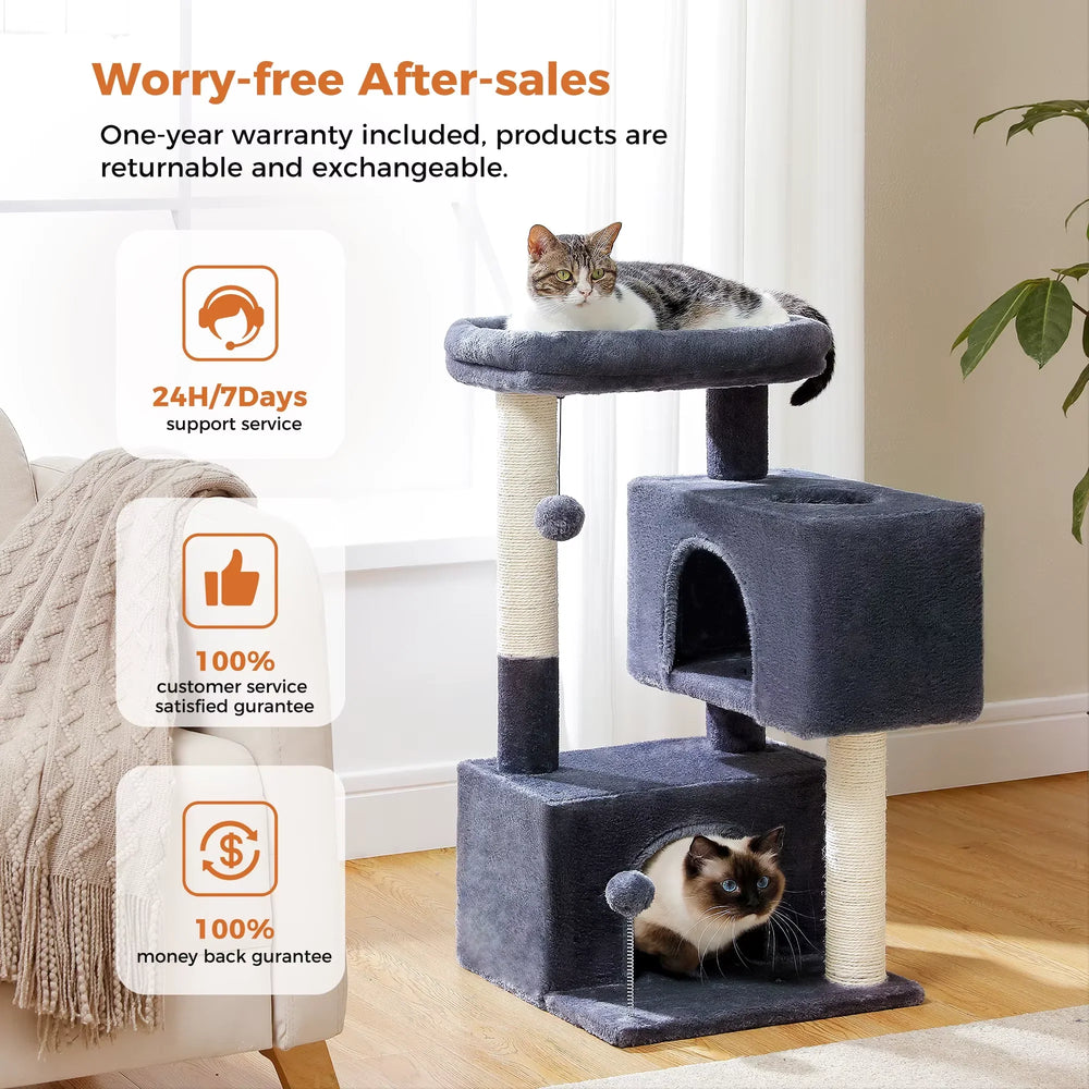 Large cat climbing tree by Pawlio™ with multiple platforms and cozy hideouts, ideal for active large cats indoors.