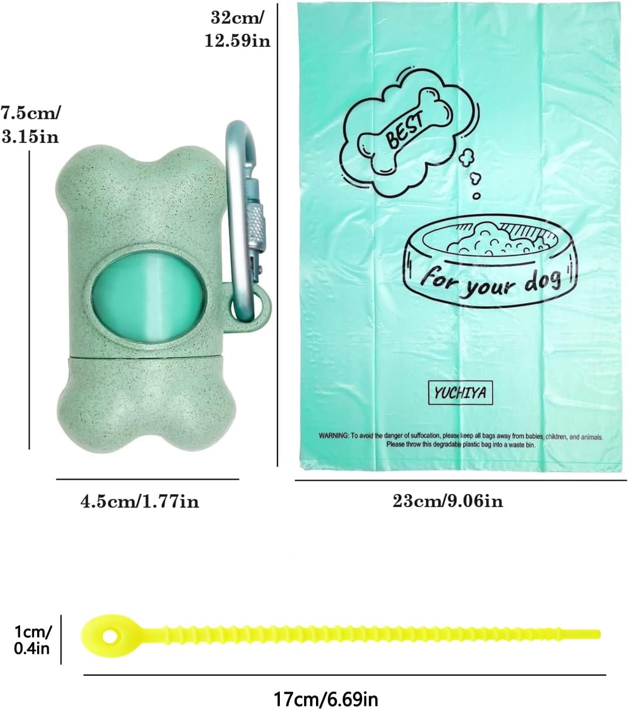 Pawlio™ secure poop bag dispenser with 195 waste bags, featuring a tangle-free design, compact and portable for dog walking.