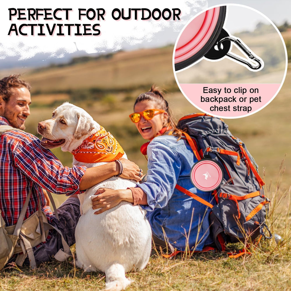 Pawlio™ Collapsible Portable Pet Bowls set with two travel-friendly, foldable bowls for dogs and cats on the go.