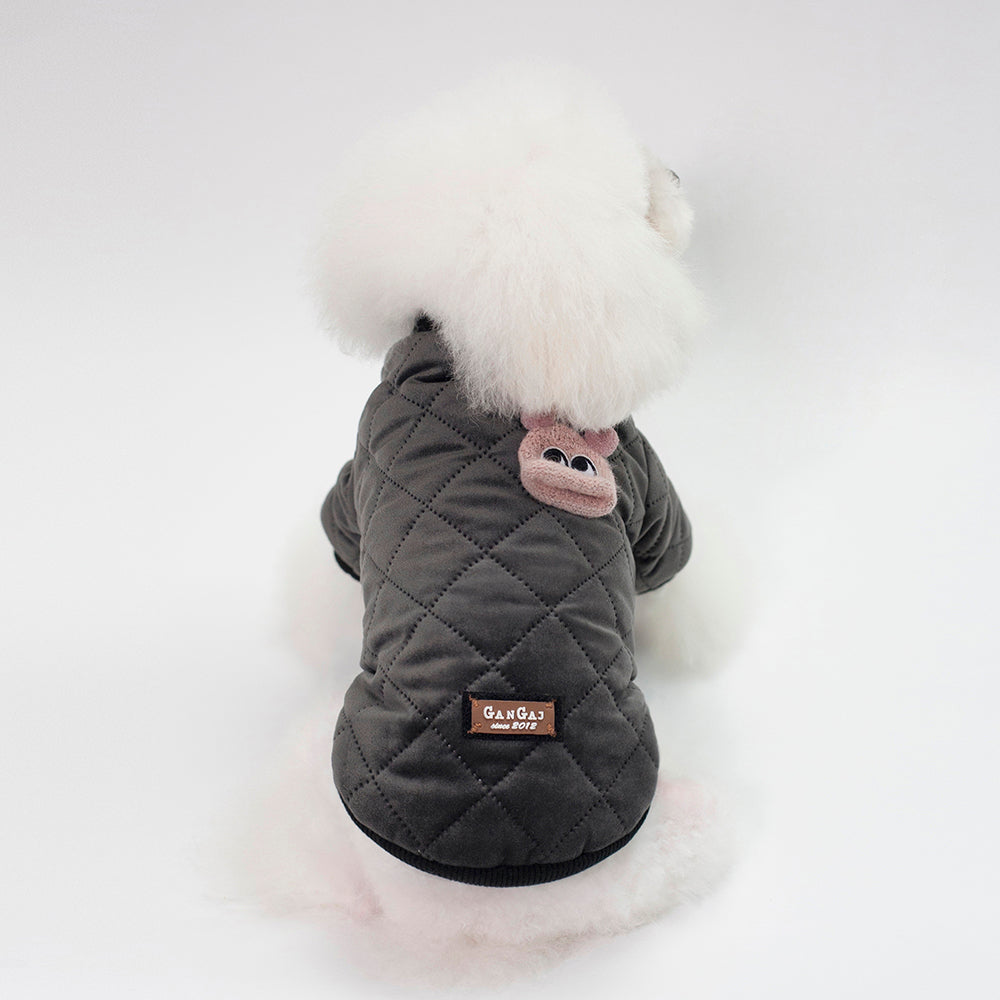 Cozy plaid small dog jacket by Pawlio, perfect for autumn and winter, featuring warm fabric and a stylish plaid pattern.