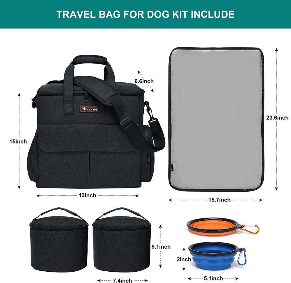 Pawlio™ Pet Travel Bag Set with multiple compartments and accessories, designed for organized dog travel and pet care.