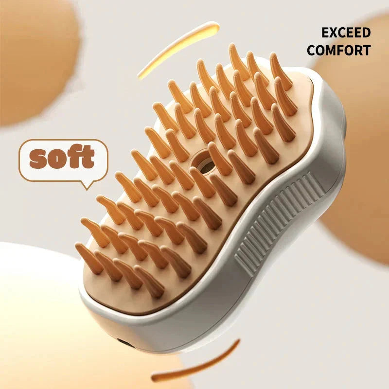 Electric cat and dog steam brush with water spray, 3-in-1 pet grooming comb, USB rechargeable, bys-user-store-22890