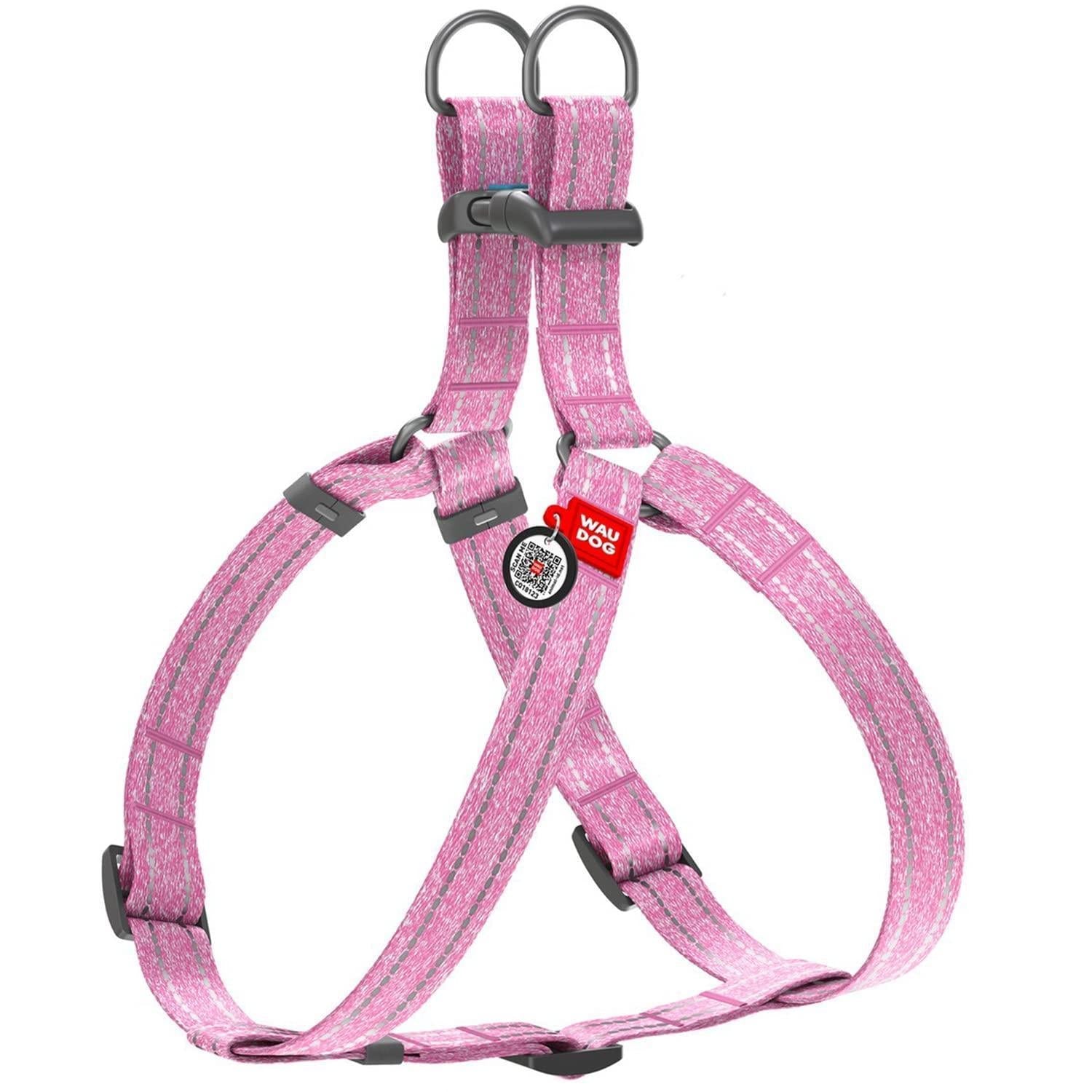 Pink cotton large dog harness by Pawlio EcoSoft, featuring adjustable straps and sturdy hardware for comfortable control.