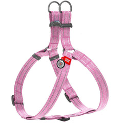 Pink cotton large dog harness by Pawlio EcoSoft, featuring adjustable straps and sturdy hardware for comfortable control.