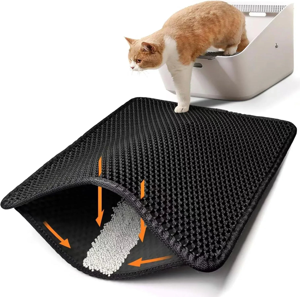 Pawlio™ Premium Cat Litter Trapping Mat with anti-slip design and easy-to-clean surface, ideal for catching litter from cats' paws