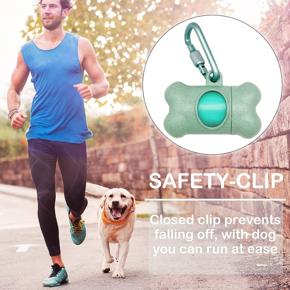 Pawlio™ Secure Poop Bag Dispenser with 195 waste bags, tangle-free design, gray plastic holder for dog waste cleanup.