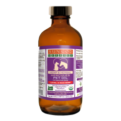 Pawlio Organic Hercules Muscle Relief Hemp Pet Oil in bottle, designed for horses and large dogs, featuring label and applicator.